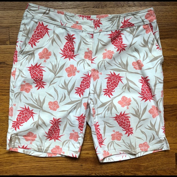 Liz Claiborne Pants - Liz Claiborne Bermuda Shorts, Pineapple Print